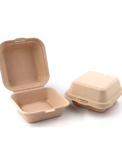 "Бенто-бокс" Коробка для торта Бенто (крафт, сах. тростник 450мл), 15*15*8см