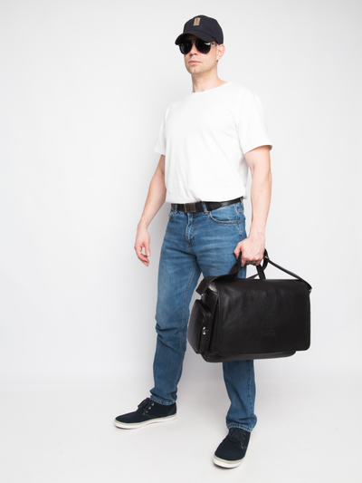 Кожаная мужская сумка Toara black (арт. 5058-61)