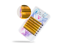 ЦВЕТНЫЕ РЕСНИЦЫ, FOR YOU WITH LOVE, STRAW YELLOW МИКС 8-13 (6 ЛЕНТ)