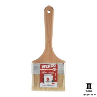 Кисть натуральная щетина Wenzo Wood 100x14 для эмалей и лаков на алкидной основе