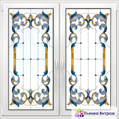 Витражная пленка, витражная пленка самоклеющаяся, пленочный витраж с классическим рисунком матовое