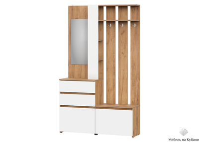 Некст прихожая Дуб Золотой / Белая шагрень