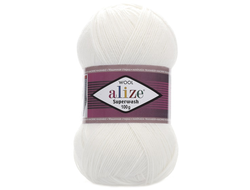 Пряжа Superwash Alize (Ализе Супервош) Состав: 75% - SW шерсть, 20% - Полиамид Вес: 100 гр Метраж: 420 м. Цвет  Белый