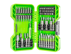 Набор бит, торцевых головок и адаптеров в кейсе Greenworks Арт. 2944407, 70 шт.