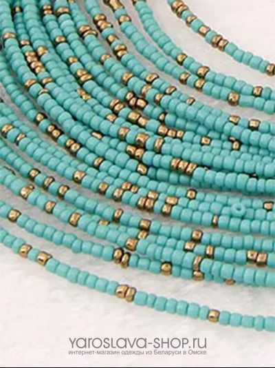 Колье бисерное бирюзового цвета на леске