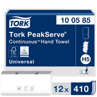 Полотенца бумажные Tork PeakServe Н5 Univ 1 слой, 410л, 12п/кор100585