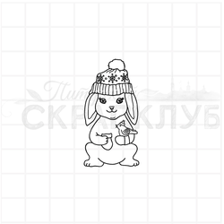 штамп Зайчик с птичкой