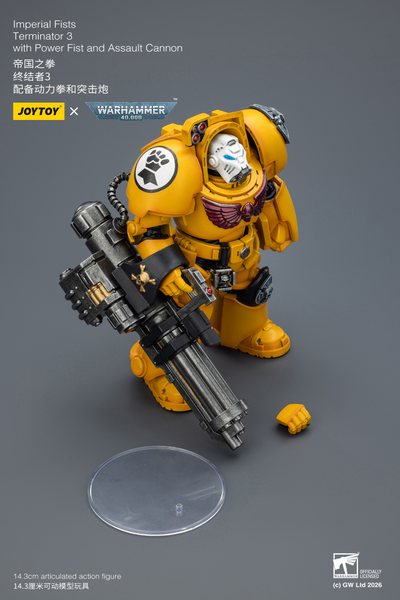 Терминатор Имперских Кулаков (Warhammer 40K) - КОЛЛЕКЦИОННАЯ ФИГУРКА 1/18 Imperial Fists Terminator with Power Fist and Assault Cannon (JT03172) - JOYTOY