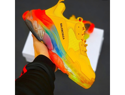 Кроссовки Balenciaga Triple S желтые с разноцветной подошвой в Ставрополе