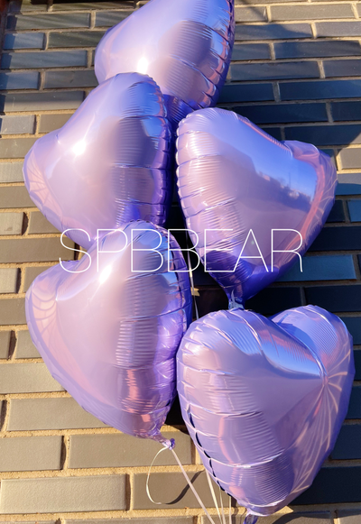 Фольгированные шары Сердца 5 штук лавандовые