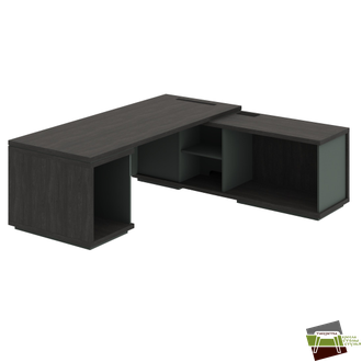 Каркас стола руководителя правый 2200х2030х750 G-220R_Дуб Шерман антрацит/Зеленый камень