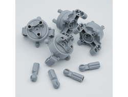 !АНАЛОГ!  Technic, Steering Axle with 2 Pin Holes, 2 Axle Holes and 2 Tow Ball Arms with Light Bluish Gray Wheel Hub(АНАЛОГ), Light Bluish Gray (46490c010)