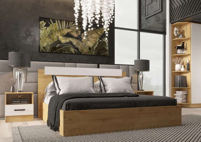 Кровать 140х200 ЭКО (Эра) Дуб Вотан/Белый