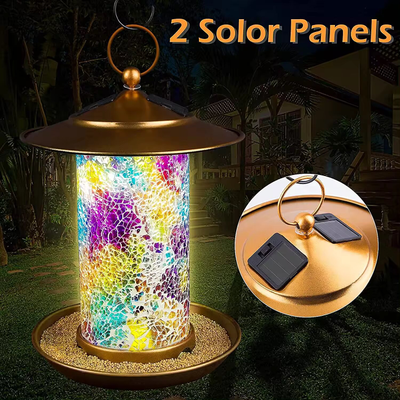 Кормушка для птиц (декоративный фонарь) на двух солнечных батареях