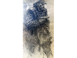 Зинов В.С. Белогвардеец с пистолетом 1940-е гг. Бумага, уголь 90Х50 (902)