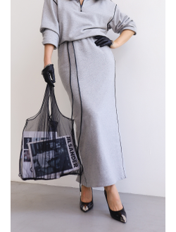 Платье макси из футера (меланж)