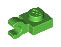 Plate, Modified 1 x 1 with Open O Clip Horizontal Grip, Bright Green (61252 / 6172373 / 6347296)