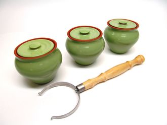 Набор "Вятская керамика - 1/3" (горшок 0,7 л) (1,9 кг.) (салатовый)
