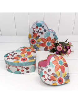 Набор коробок 3в1 "Сердце Акварель" 21,5*20,5*9см Голубой К022/2