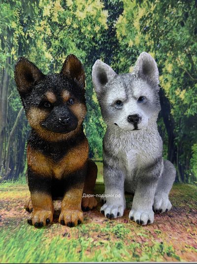 Хаски - садовая фигура 37*30*20см  1,7кг   экологичный полистоун Россия  2798/012979 Не боится влаги и перепадов температур