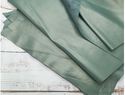 Кожа натуральная (овчина) А4 цвет зеленый перламутр