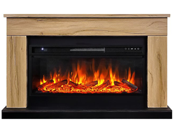 Линейный электрокамин Bergen дуб галифакс с очагом Vision 42 LOG LED