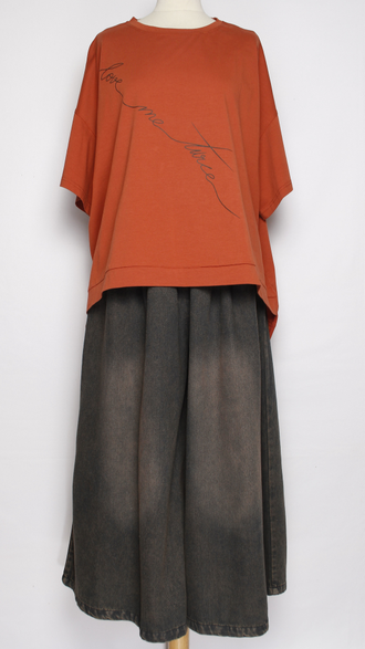 Футболка "Свободная с надписью" терракот до р.58