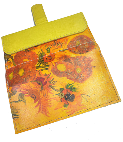 Большое портмоне с хлястиком с принтом "Подсолнухи"