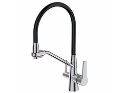 Смеситель Maxonor MN4460-17 для кухни гибкий излив, функция подключения фильтра черный/хром