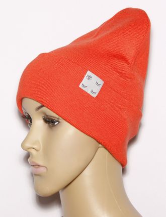 Шапка женская "Мелкая резинка с манжетой" 1049  красная, тиффани, зелёная