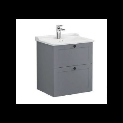 Модуль с классической раковиной, Vitra Root Classic, 60 см, 2 ящика, матовый серый, 68850