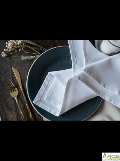 Текстильная салфетка для ресторана 45*45см, белая, евроуголок, без рисунка - 50шт