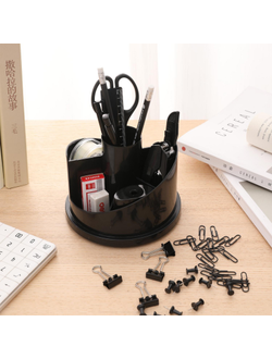 Набор настольный Deli E38251A 17 предметов черный вращающийся