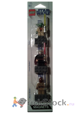 # 852555 Набор Магнитных Минифигурок «Звёздные Войны» ― Йода, Граф Дуку, Мейс Винду / “Star Wars” Minifigure Magnet Set with 2 × 4 Brick Bases (Yoda, Count Dooku and Mace Windu)