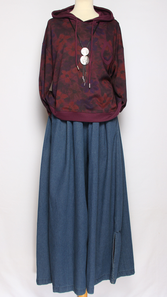 Джемпер ХЛОПОК "Капюшон Размытые цветы" красный, зеленый, синий, вишня до р.50