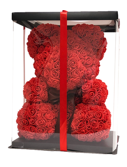 Мишка из красных роз 40 см в коробке