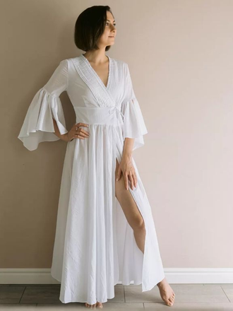 Будуарное платье-халат (белое)
