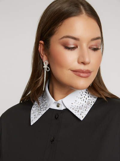 Рубашка с отсегивающимся воротом в черном и белом цвете