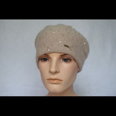 Кремовый женский берет вязаный Vizio Италия 6943
