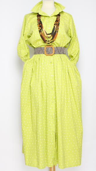 Платье - рубашка "МЕЛКИЙ ГОРОХ"  серое, жёлтое, лайм  р.46-50