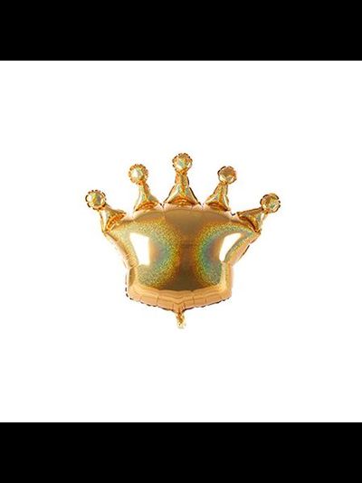 Фольгированный шар с гелием &quot;Корона золото голография&quot; 79*90