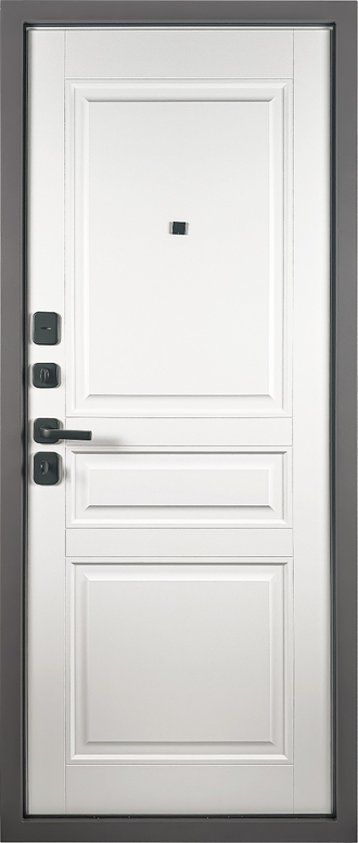 Металлическая входная дверь «Неаполь» муар серый  / белый матовый