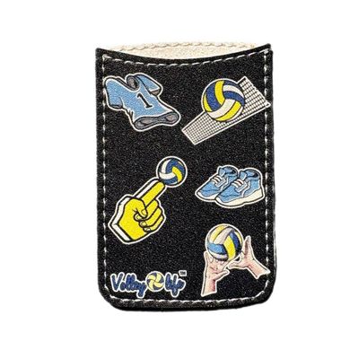 Чехол для пластиковой карты черный со стикерами