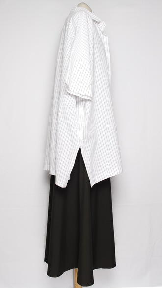 Рубашка Бохо "Хлопок свободная" белая в полоску до р.58