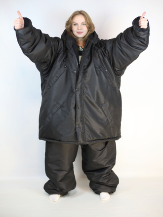 Костюм для охранника зимний, чёрный, великан (большого размера 68-70, 72-74, 76-78, 80-82)