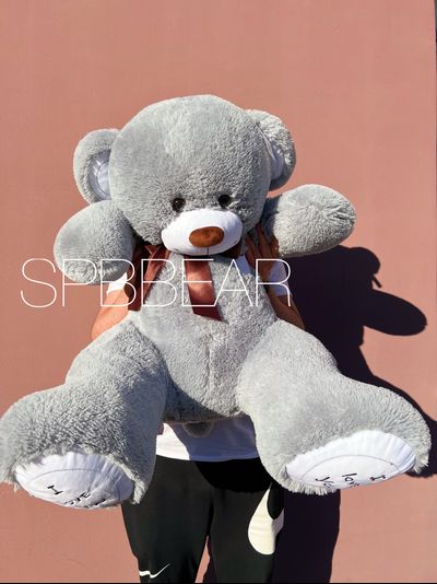 Большой плюшевый медведь 135 см серый Михель