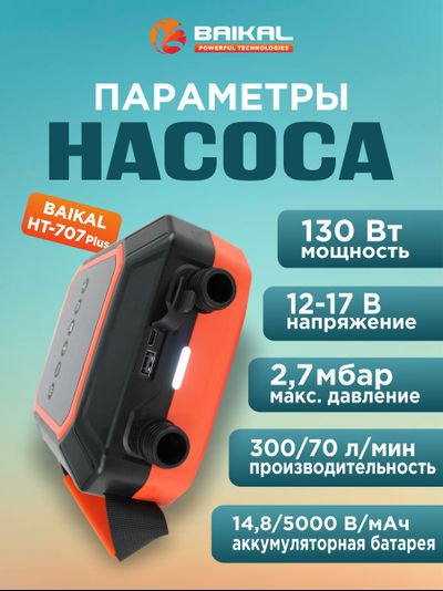 Многофункциональный электрический воздушный насос Baikal HT-707 Plus