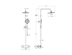 Душевая колонна, VitrA AquaHeat Joy 220, с верхним душем и термостатическим смесителем, A47200EXP