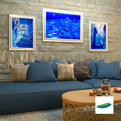 Три постера «Город цвета неба», «Улица Шавена» и «Синяя улочка» из коллекции «Дивные города».