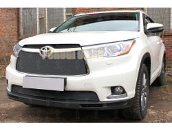 Защита радиатора Toyota Highlander U50 2013-2016 black верх PREMIUM